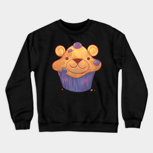 Blueberry blue-bear-y Muffin Crewneck Sweatshirt by Claire Lin